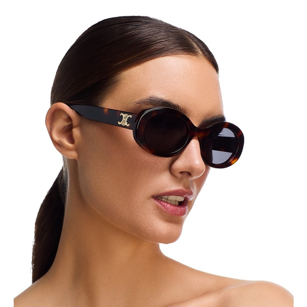 Celine Tortoise Triomphe Oval Sunglasses - Picture 3 of 8
